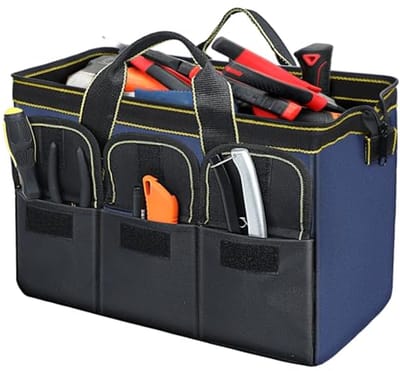 18 inch blauwe en zwarte zachte bodem gereedschapstas