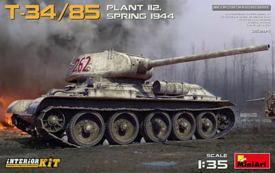 MiniArt Modelbouwpakket Militaire voertuigen - 35294 T-34/85 Plant 112. Spring 1944 with Interior Kit Plastic - 1:35 - Modelbouw
