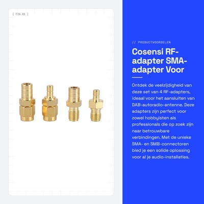 Dailygoods - RF-adapter - SMA-adapter - Voor DAB-autoradio - Set van 4 - SMB-connector - Universeel gebruik - Verstevigd ontwerp