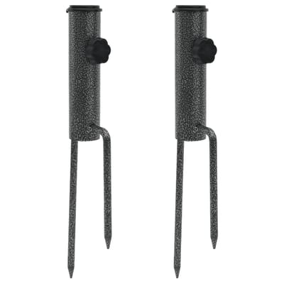vidaXL - Parasolstandaards - met - pennen - 2 - st - 9x35 - cm - gegalvaniseerd - staal
