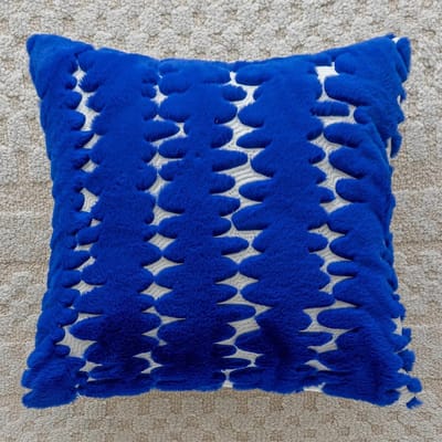 45X45CM Pluche Blauwe Sierkussenhoes Franse Lichte Luxe Stempel Taillekussenhoes Decor Huis Decoratieve Kussensloop 45x45cm