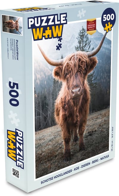 Puzzel Schotse hooglander - Koe - Dieren - Berg - Natuur - Legpuzzel - Puzzel 500 stukjes