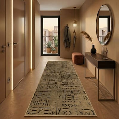 FLOORDIREKT Maatwerktapijt Vena - Hoogwaardig Jacquardweefsel met Patroon - Aangenaam Zachte Katoenpool - Beige - 80 x 100 cm