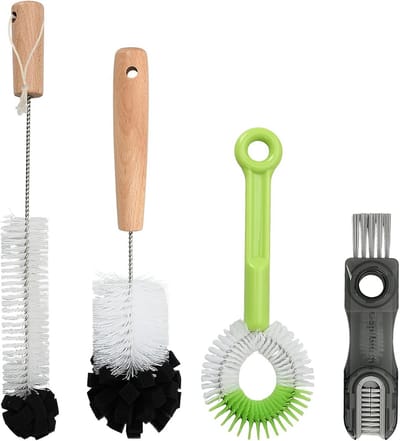 Dailygoods - Set van 4 flessenborstels, flessenborstel, flessenborstel, lange flessenborstel, reinigingsgereedschap voor drinkfles en mixer, keukenaccessoires