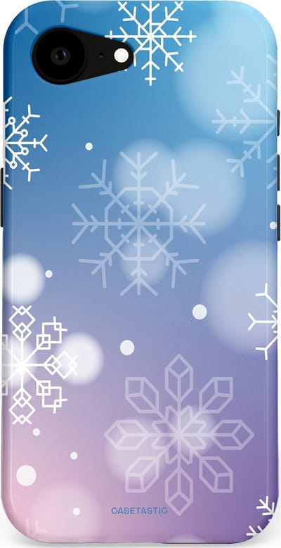 Casetastic hoesje geschikt voor Apple iPhone 16e / Apple iPhone 17e - MagSafe - Dubbellaagse bescherming - Winterse Sneeuwvlokken - Fashion Case - Lichtblauw Lavendel Lichtgrijs Lichtroze