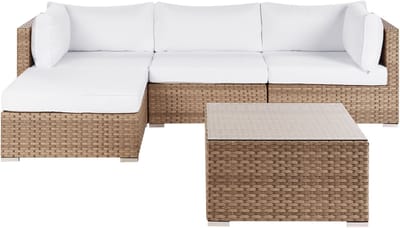 SANO II - Loungeset - Naturel/Wit - Rechtszijdig - Kunstrotan