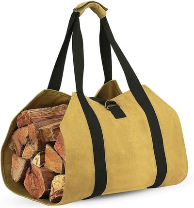 Brandhout Opbergtas - Hout Opslag - Haard & Buiten - Heavy Duty Canvas - One Size - Kaki