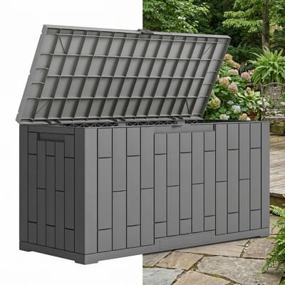 Tuinkist - Opbergbox voor buiten -Tuinbox - Opbergbox met kussen - weerbestendig - Grijs