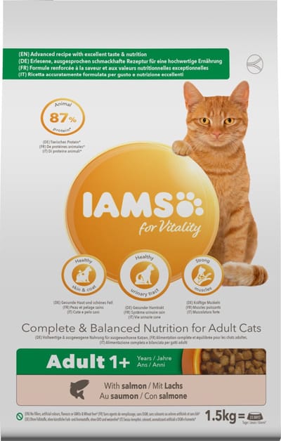 4x Iams Kat Adult Zalm 1,5 kg