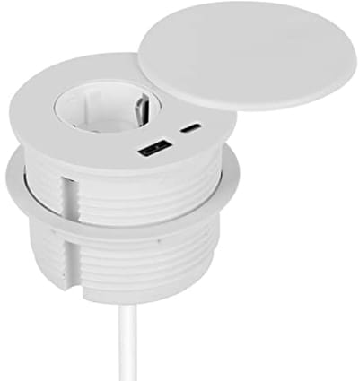Inbouwstopcontact met USB en afdekking voor tafel