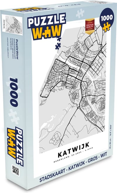 Puzzel Stadskaart - Katwijk - Grijs - Wit - Legpuzzel - Puzzel 1000 stukjes volwassenen - Plattegrond