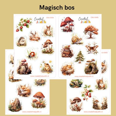 Bullet Journal Stickers - Planner Agenda Stickers - Magic forest stickers - 4 stickervellen - paddestoel - Scrapbook stickers - Deco stickers - bos stickers - volwassenen en kinderen