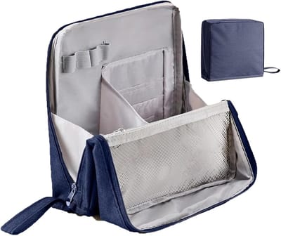 Toilettas voor heren - Toilettas voor dames - Toilettas - Draagbare staande toilettas - Grote staande toilettas van stof - Opbergtas voor cosmetica op het aanrecht - Toilettas met waterdichte handgreep - Blauw