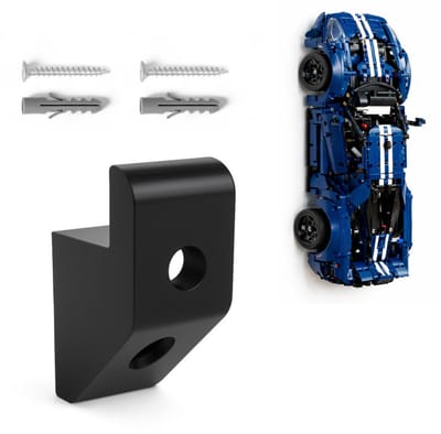 YUOM. Wall Mount geschikt voor LEGO Technic Ford GT - Muurbeugel - incl. schroeven & pluggen - Zwart