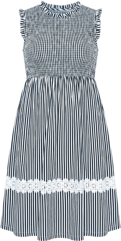 Angel of Style - Dames - Gesmokte jurk mouwloze A-lijn gesmokte top - Zwart - Maat 46