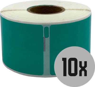 DULA Dymo kompatible Etiketten, S0722400 99012, 36 x 89 mm, Grün, Permanent, 10 Rollen, 260 Etiketten pro Rolle