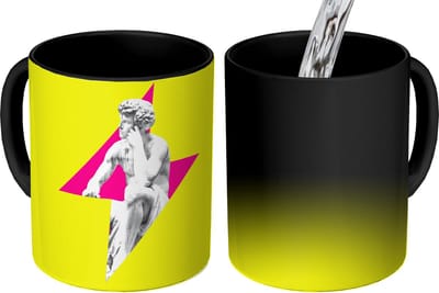 Magische Mok - Foto op Warmte Mokken - Koffiemok - Beeld - Man - Bliksemschicht - Geel - Magic Mok - Beker - 350 ML - Theemok