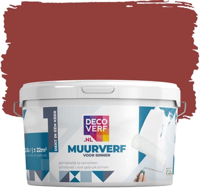 Decoverf muurverf mat robijnrood, 2.5L