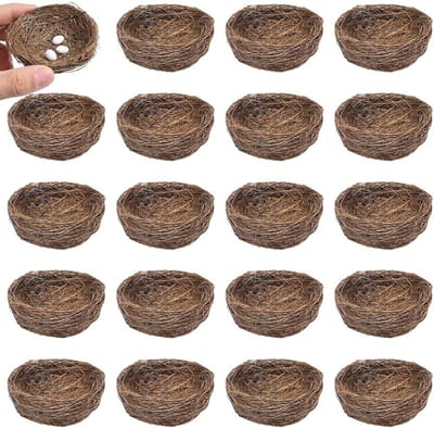 Kunstvogelnestjes, 20 stuks, 7,7 cm, handgemaakt van natuurlijk rotan en stro, perfect voor Pasen en decoratie in tuin of binnenplaats
