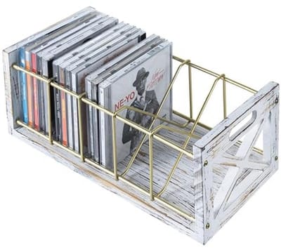 Cd Dvd Rek - Muziek Opslag - Muziek Collectie - Boerderij Stijl - 13 Inch Lengte - Hout Wit