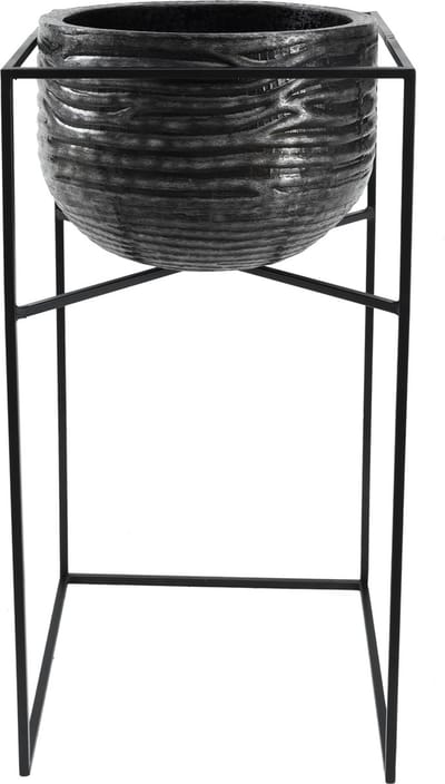 PTMD Lesley Bloempot Op Standaard - H68xØ36 cm - Set van 2 - Zwart