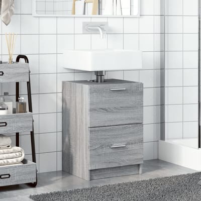 vidaXL - Wastafelkast - 40x37x59 - cm - bewerkt - hout - grijs - sonoma - eikenkleurig
