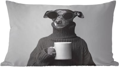 Sierkussens - Kussentjes Woonkamer - 60x40 cm - Coltrui - Hond - Bril - Mok