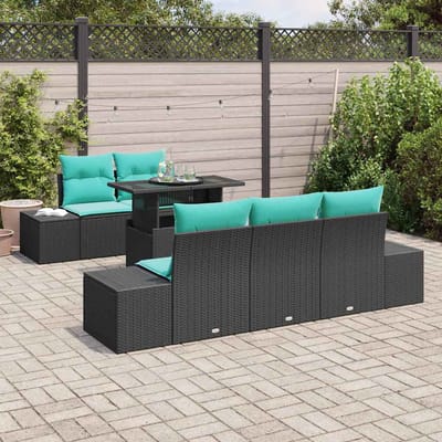vidaXL - Tuinbank - Set - 6 - st - 5-Aantal - zitplaatsen - Zwart - en - Turkoois