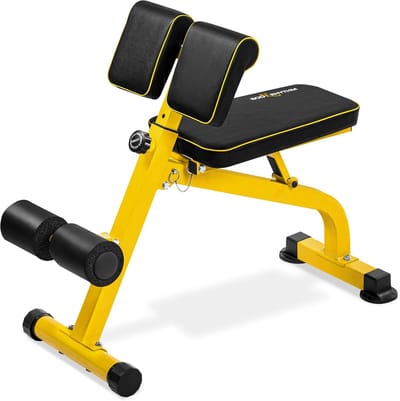Verstelbare Halterbank - Fitness Bank - Krachttraining Thuis - Compact Opvouwbaar - 42 cm Hoog - Geel