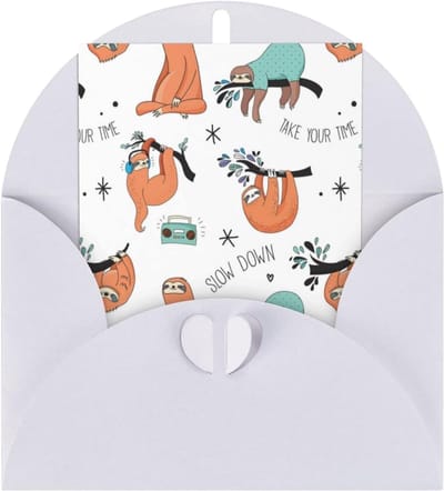 Luiaard Wenskaarten - Alle Gelegenheden - Verjaardag Kerst - Parelmoer Papier - One Size - Wit