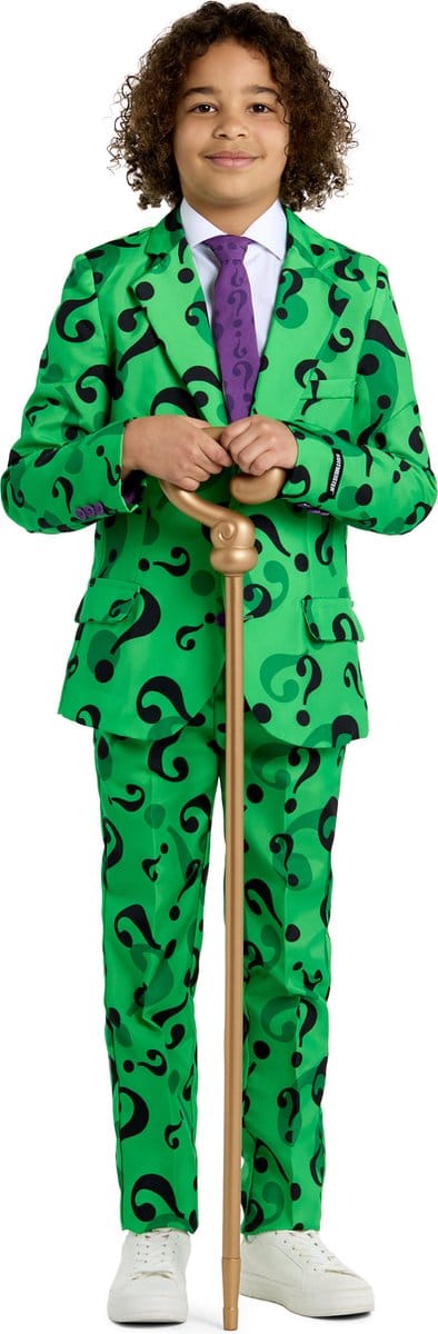 Suitmeister The Riddler - Jongens Pak - Halloween Kostuum - Verkleedkleding - Batman DC Comics - Groen - 4-6 jaar - Maat S