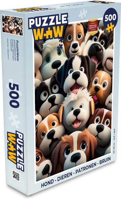 Puzzel Hond - Dieren - Patronen - Bruin - Meisjes - Jongens - Legpuzzel - Puzzel 500 stukjes