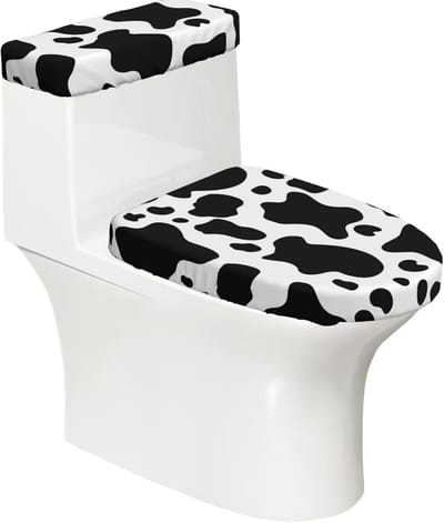 Wc-dekselhoezen Set - Toilet Brilhoezen - Decoratief Gebruik - Rekbaar Polyester - 2 Stuks - Zwart Wit
