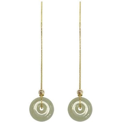 14k Geelgoud Sieraden Puur Jade Edelsteen Oorbel Vrouwen Topaas Zilver 925 Sieraden Aros Mujer Oreja Bizuteria Hangende Oorbellen Meisje
