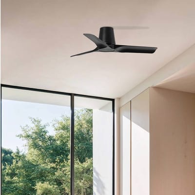 Faro Barcelona 33827 Hey Tub S plafondventilator zwart 90 cm - Afstandsbediening - zomer en winterstand - 6 snelheden - Stille en energiezuiniger DC-motor