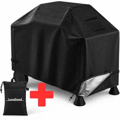 LunaGood® BBQ Hoes Waterdicht - 420D Oxford - 145 x 61 x 117cm - Met Ventilatie, klittenband & trekkoord - Zwart