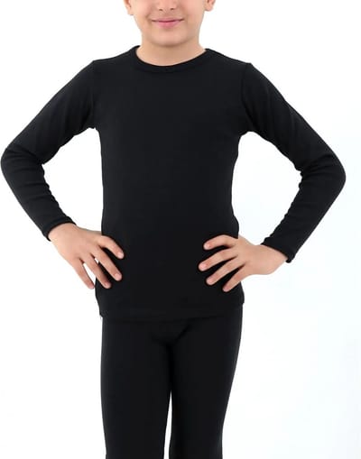 Ychee - Kinder Unisex Thermo Fleece Set - Sweater & Broek - Zacht, Warm en Comfortabel - Stretch - Ideaal voor Lounge en Sporten - Maat 120/130 CM (Lengte) - Zwart