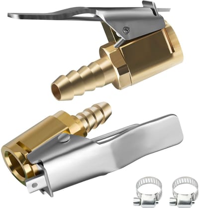 Dailygoods- Bandenspanningsnippel 2 Stuks - Messing 6 mm - Ventiel Bevestiging - Luchtpomp Clip - Geen Lekkage - Hoge Efficiëntie - Luchtadapter