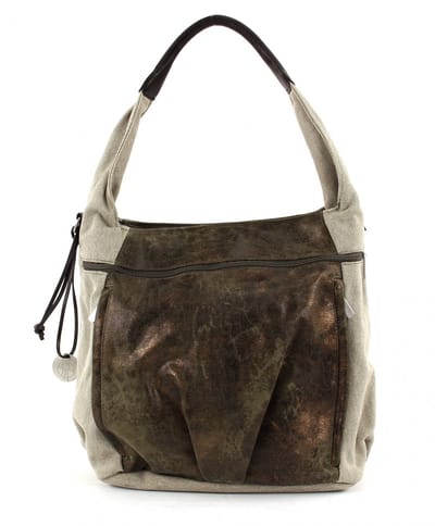 Lässig schoudertas bidonhouder Casual Hobo Bag Olive-Beige olijfgroen