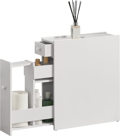 Niskast badkamerkast met 2 lades 58x16x48 cm wit