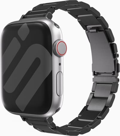 Strap-it Luxe 'slim' metalen band - geschikt voor Apple Watch Series 1/2/3/4/5/6/7/8/9/10/11/SE/SE2/SE3 - slank RVS stalen bandje voor de iWatch maat: 38 / 40 / 41 / 42mm - zwart