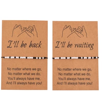 EmmyRovi - Vriendschapsarmbanden voor 2 Personen - I'll Be Back & I'll Be Waiting - Cadeau voor Beste Vriendin, Partner of Familie