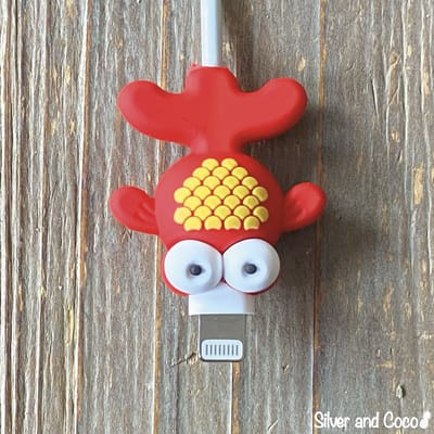 SilverAndCoco® - Kabeldiertjes / Kabelprotector / Kabelbeschermer Mobiele Telefoon Kabel Lader beschermer / Kabelbijter iPhone iPad Android oplader - Vis