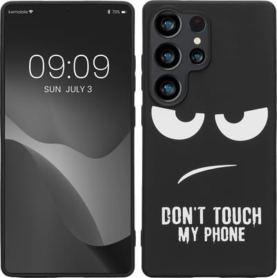 kwmobile telefoonhoesje geschikt voor Samsung Galaxy S25 Ultra - Hoesje voor smartphone in wit / zwart - Backcover van TPU - Don't Touch My Phone design