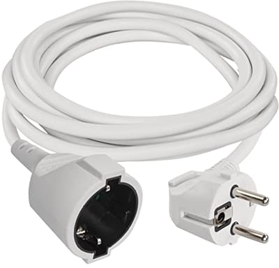 Verlengkabel 5 meter - Geaarde stekker - 250V 16A - Hoogwaardige PVC-isolatie - Voor binnengebruik - Wit