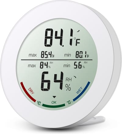 Oria Digitale Hygrometer - 2 Stuks - Binnenhygrometer Thermometer - Mini Vochtigheid - Met LCD Display - MIN/MAX Records - Trend - °C Schakelaar - Comfort Display - Wit
