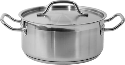 YATO Professional Lage Horeca Kookpan met Deksel – Ø 24 cm – Hoogte 11 cm – Inhoud 5.0 Liter – RVS 21/0 – Capsulebodem – Alle Warmtebronnen (ook Inductie)