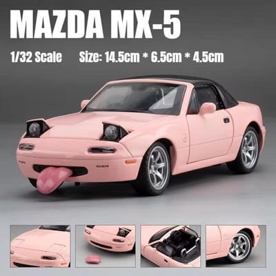 1/32 Mazda Mx-5 Miniatuur Diecast Miata Roadster Speelgoedauto Model Geluid & Licht Deuren Openbaar Verzameling Cadeau Voor Kinderen Jongen Kind gray