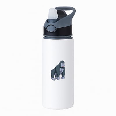 Hacebo® - Gorilla waterfles met rietje zwart - Aap - Dieren liefhebbers - Dieren - dierendag - water fles - 650ML