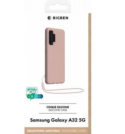 Bigben Connected, Hoesje geschikt voor Samsung Galaxy A32 5G - Siliconen met Bijpassend Polskoord, Roze